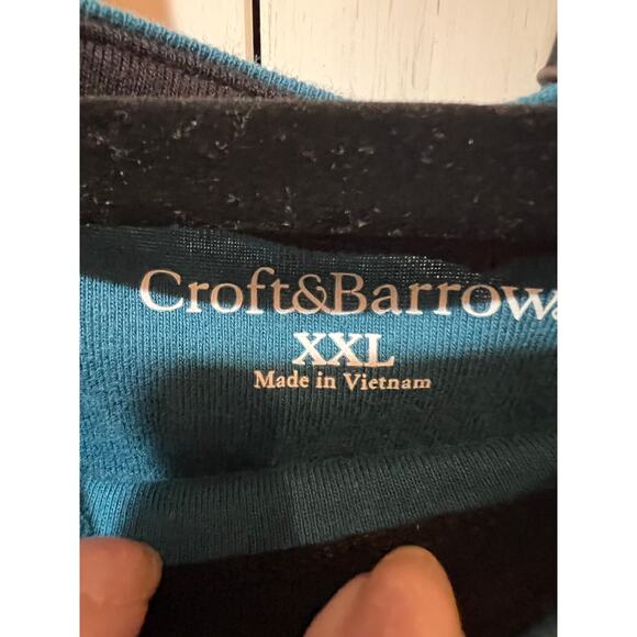 Croft & Barrow Women’s Top XXL Teal Black Print 3/4 Sleeve Button Shouldr Blouse - Picture 6 of 7